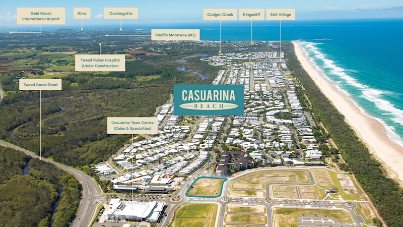 ▲ A beachside site has been listed in Casuarina Beach, permit-approved for a boutique apartment development.