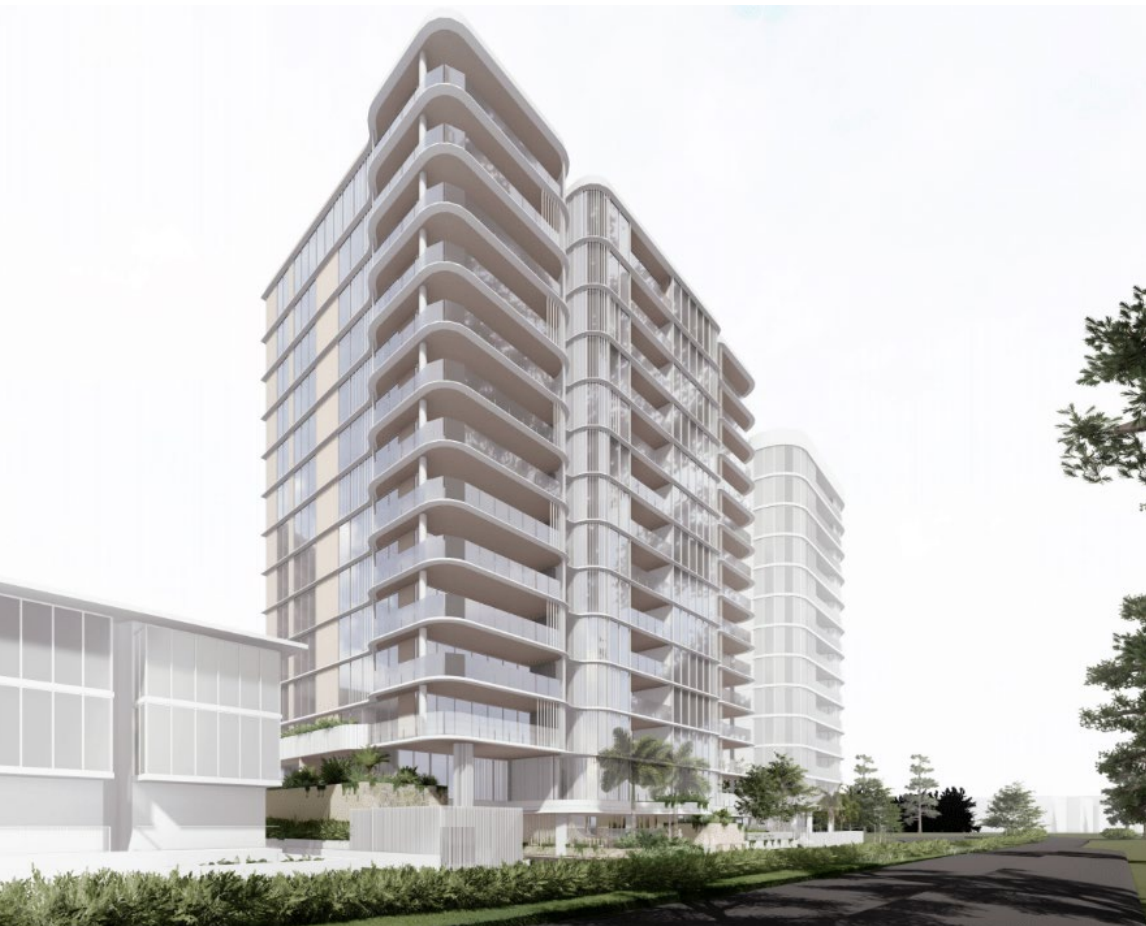 ▲ The 14-storey luxury apartment tower would include 39 apartments directly across from Kirra Beach.