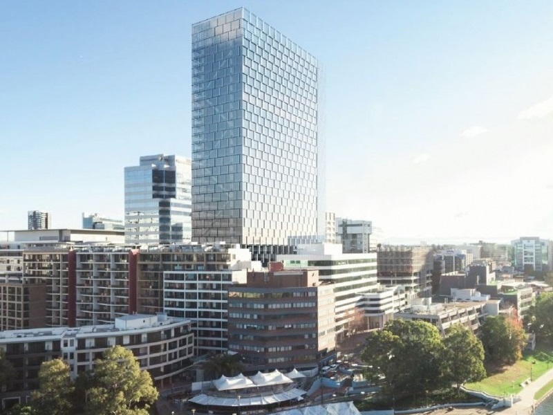 A 33-storey office tower in Parramatta designed by Bates Smart, the tower is taller than surrounding buildings in the city CBD with a glass and concrete finish.