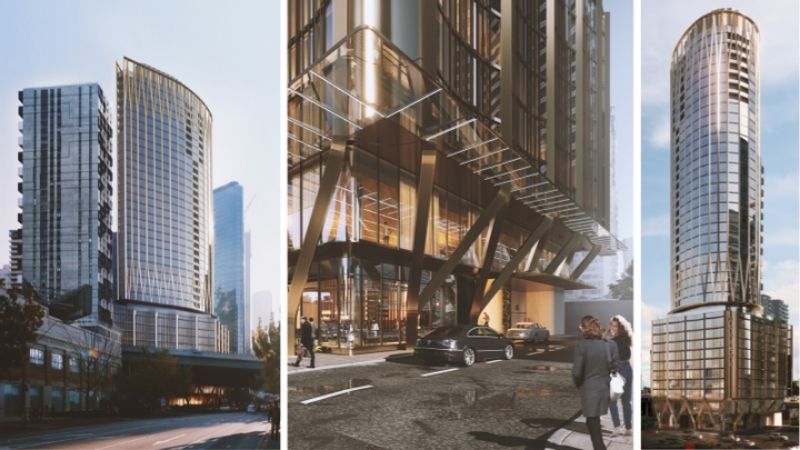 ▲ The curved glass facade and crown on the 41-storey building will punctuate Southbank's skyline. Images: Warren and Mahoney