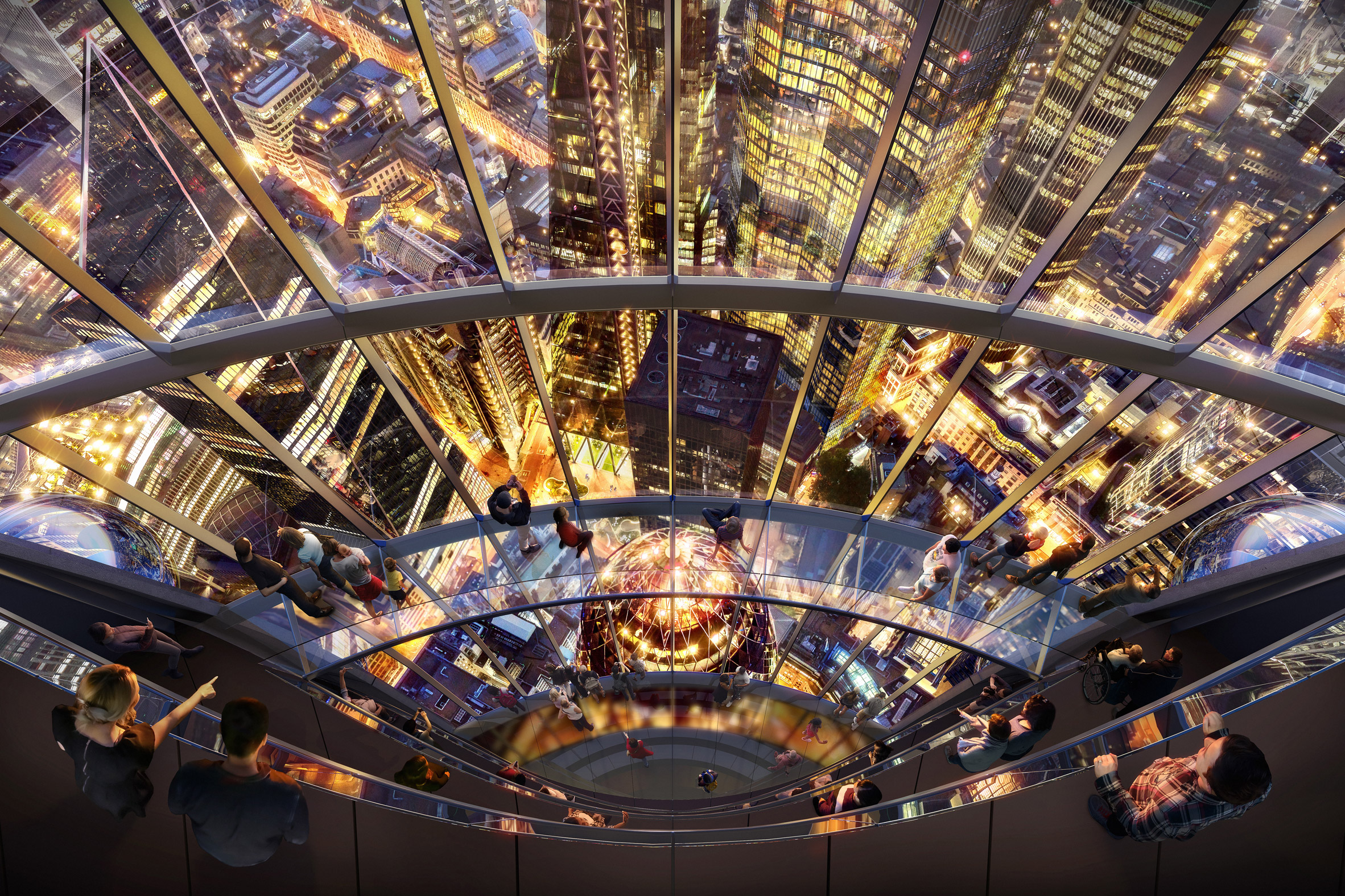 Sky bridges would run between the observation decks, and the tower would have a panoramic bar and restaurant.