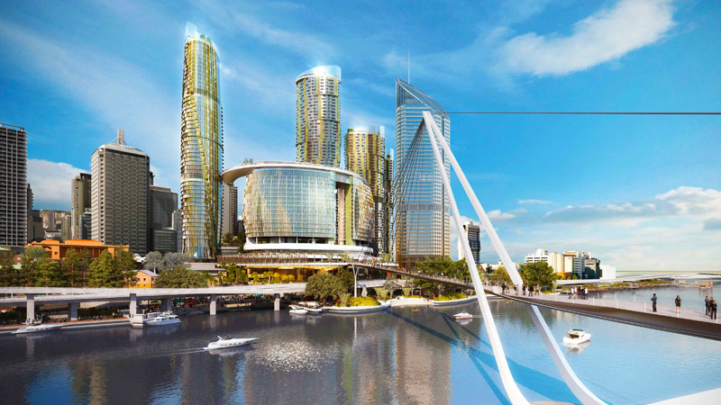 ▲ Star, led by chief executive Matt Bekier, is paying $1 billion to the Queensland government over the next 15 years as part of the development, which has taken up half a dozen blocks of prime real estate on the Brisbane River's northern banks. Image: Cottee Parker Architects