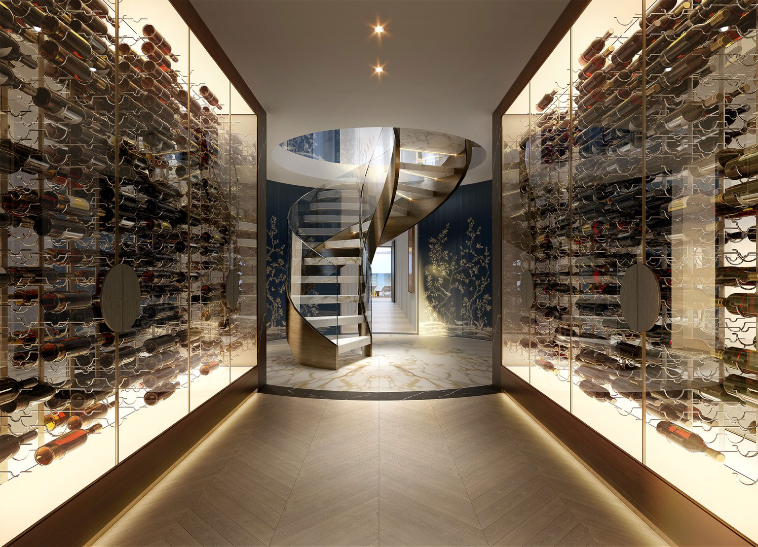 The penthouse will feature a 1000-bottle wine cellar which will be accessible via a sculptural spiral staircase.  