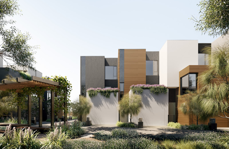 ▲ Designed by the award-winning Rothelowman, the exteriors of each townhome have been crafted to embrace the coastal setting, both from the perspective of functionality and form.
