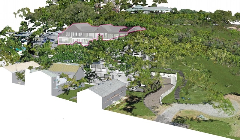 The Gurner hotel and residences cut into the hillside overlooking Four Mile Beach in Port Douglas.