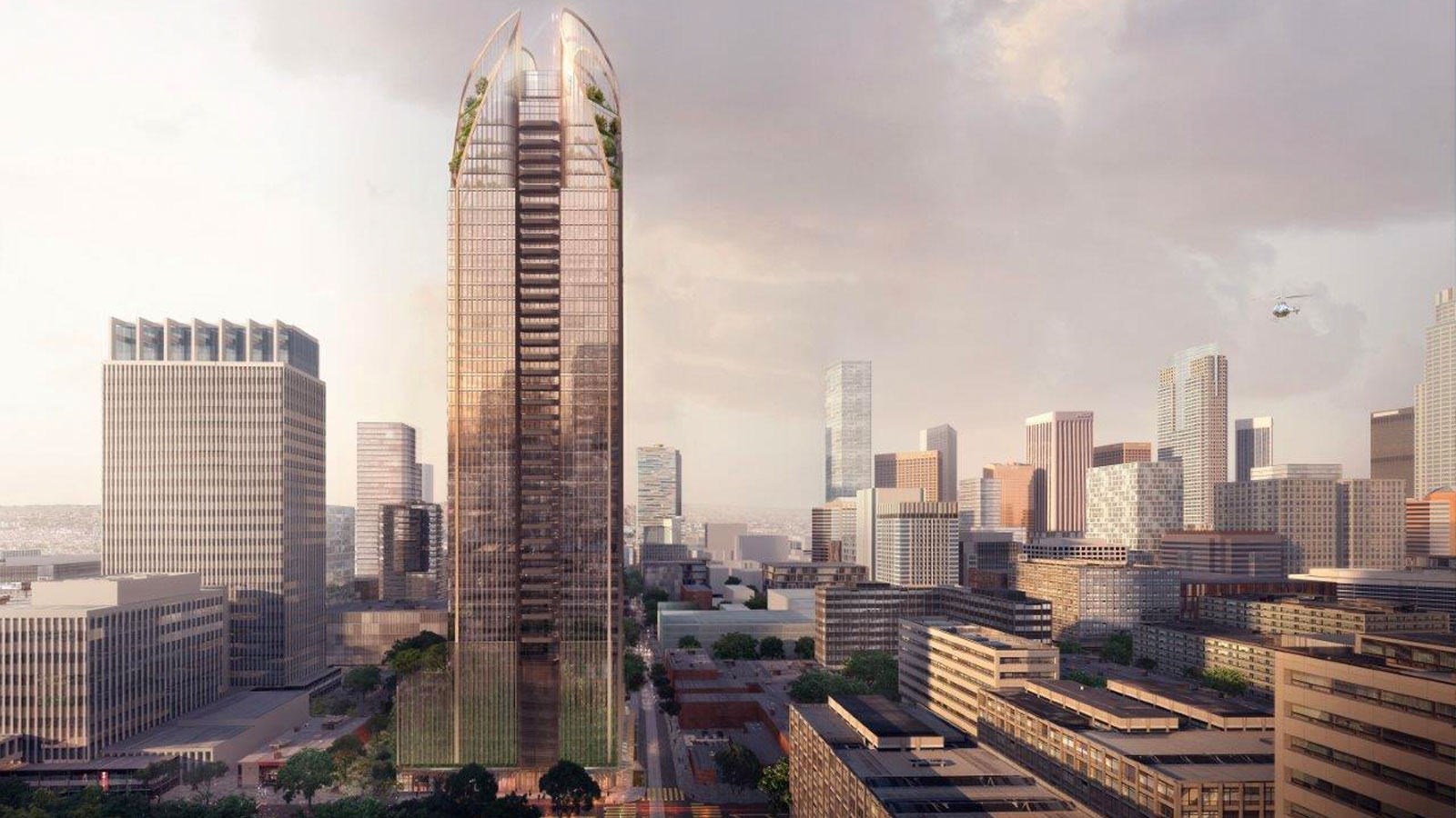 ▲ Sunito plans to continue Crown Group's expansion globally. The developer's 63-storey residential skyscraper in downtown Los Angeles.